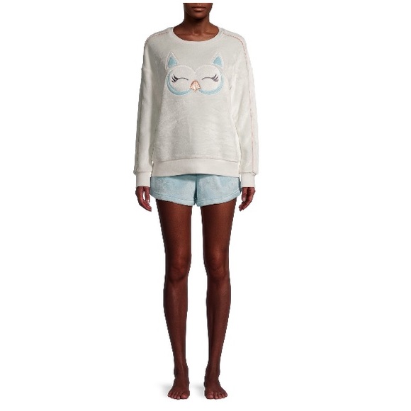 Women's Plush Top and Boxers, 2-Piece Pajama Set - Picture 2 of 3